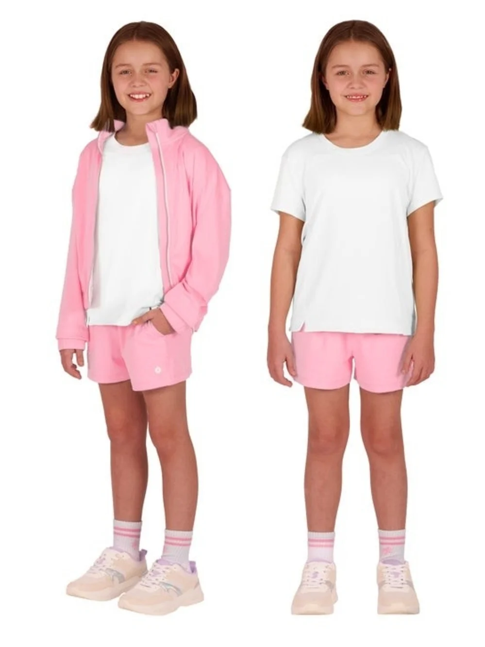 New!!! Soybu Youth Girls 3-piece Set Full Zip Jacket Tee Short Pink Color Size S